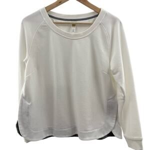 Lole Woman’s Saya Sweatshirt White Rounded Hem Cotton Blend Activewear Size L
